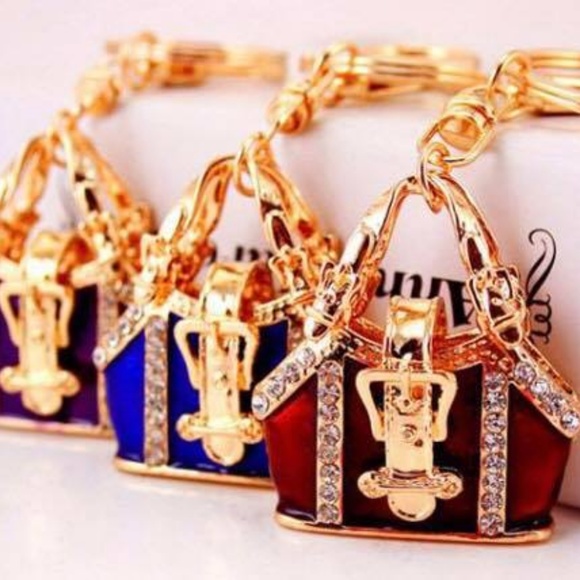 3 Color Lady Hangbag Crystal Keychains - Picture 1 of 8